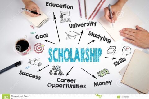 scholarship-concept-chart-keywords-icons-meeting-white-office-table-102962725